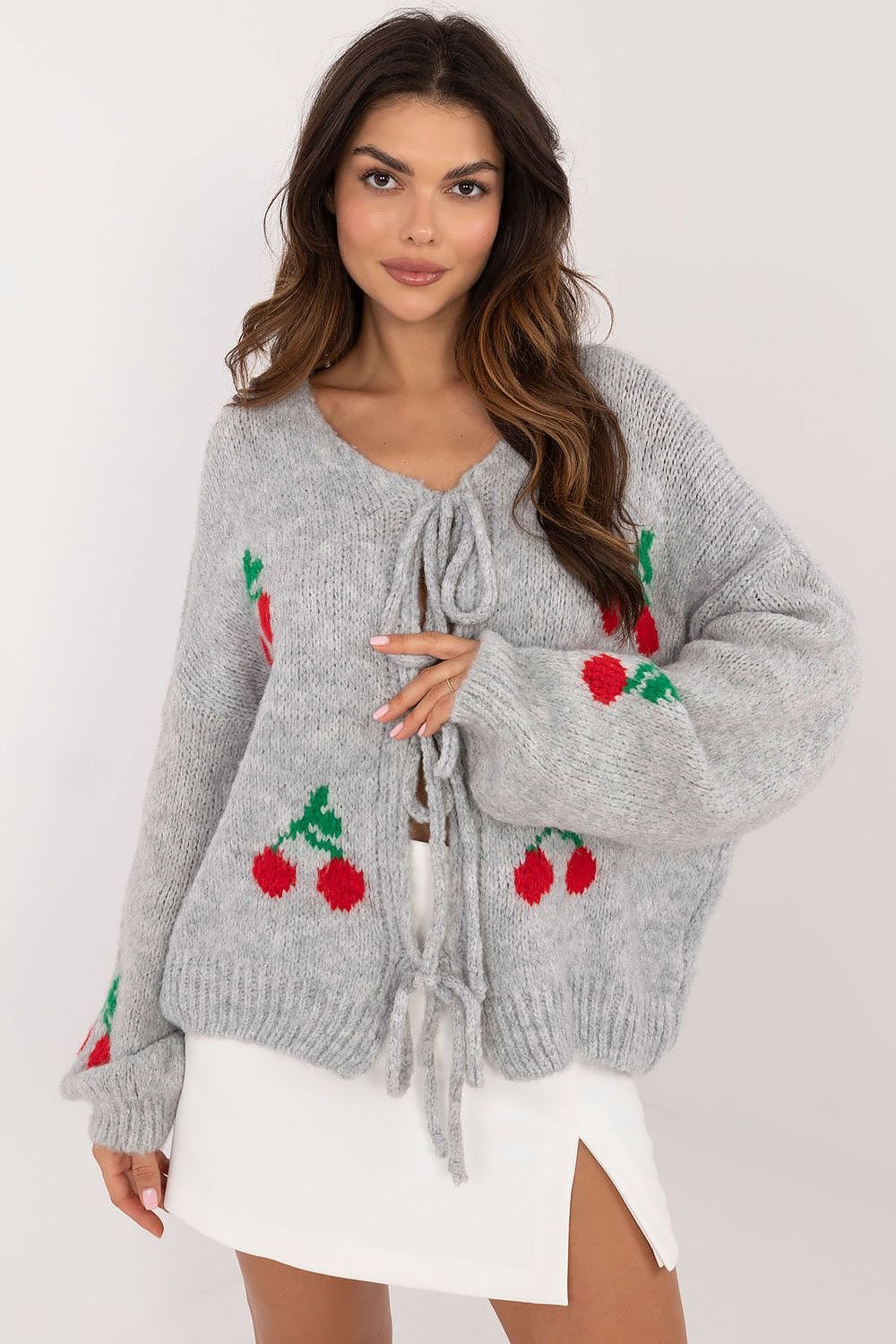 TEEK - Big Cherries 3 Tie Cardigan SWEATER TEEK MH grey One Size 