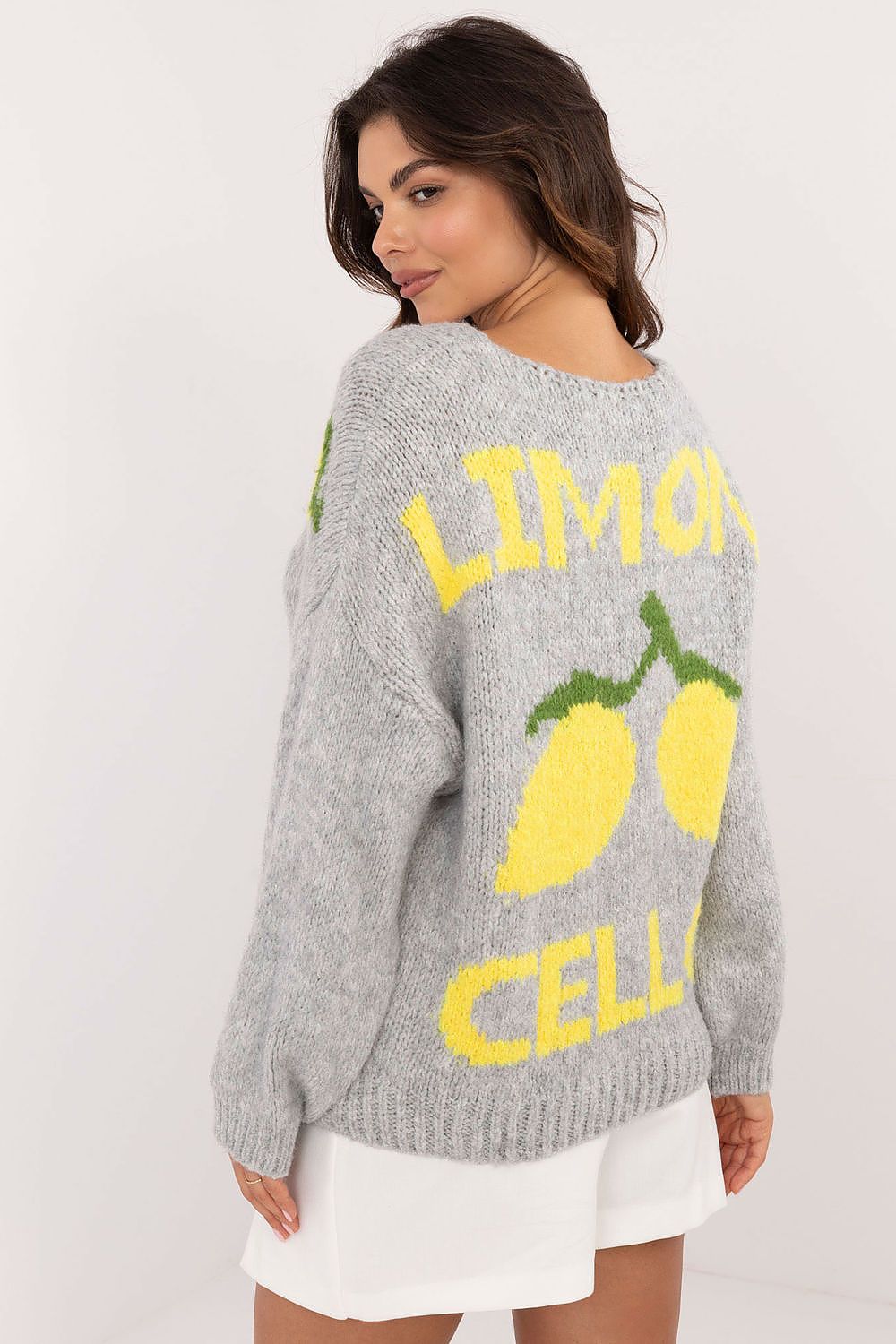 TEEK - Lemons Grey Button Front Cardigan SWEATER TEEK MH   