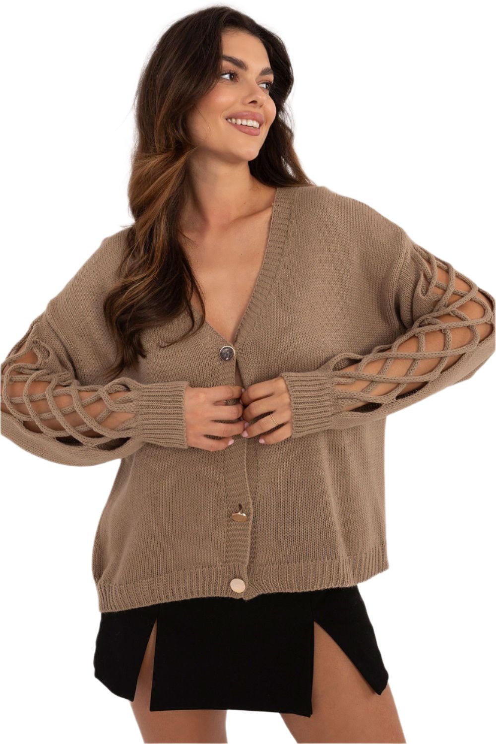 TEEK - Netted Arms Cardigan SWEATER TEEK MH beige One Size 