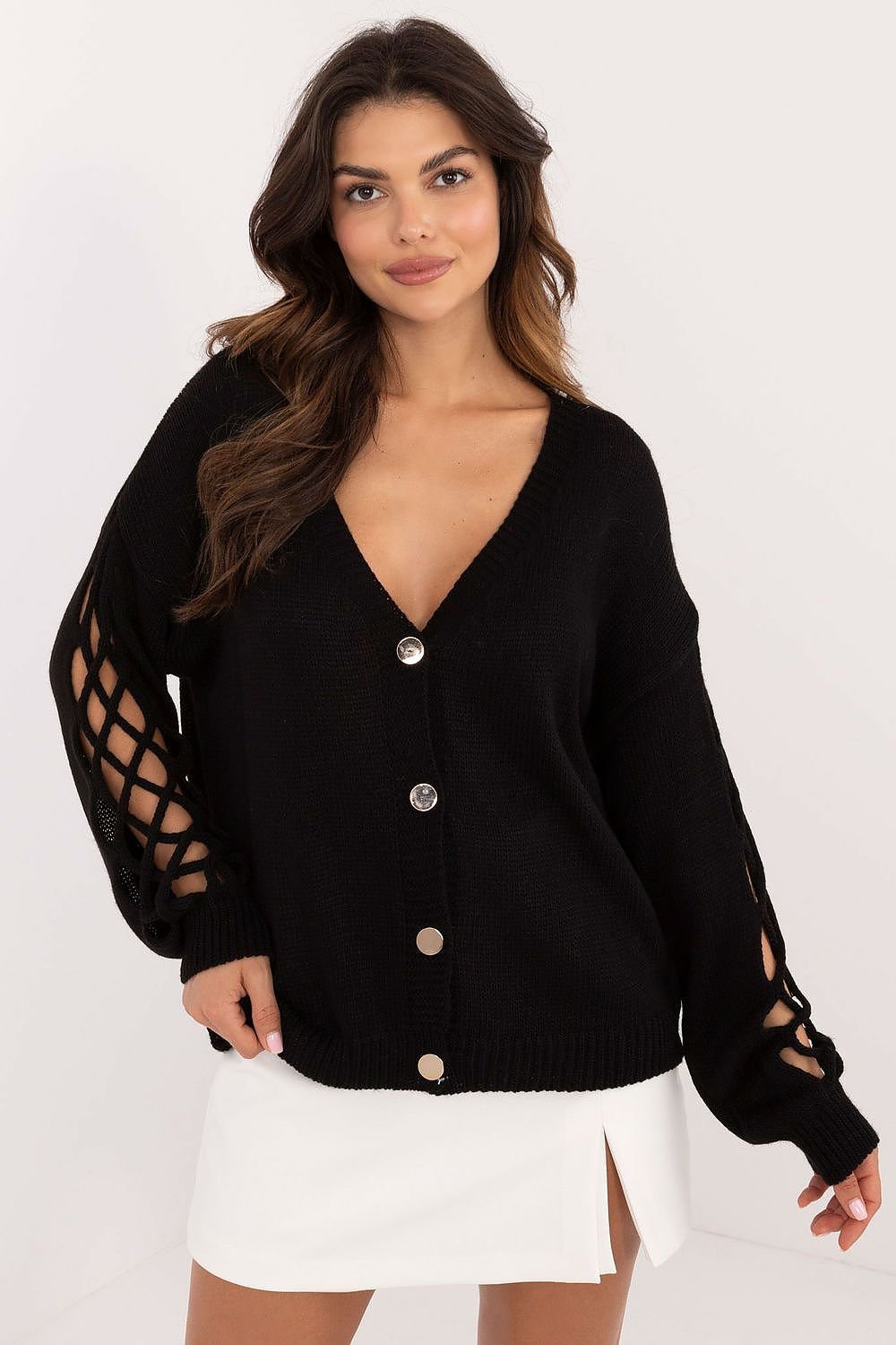 TEEK - Netted Arms Cardigan SWEATER TEEK MH black One Size 