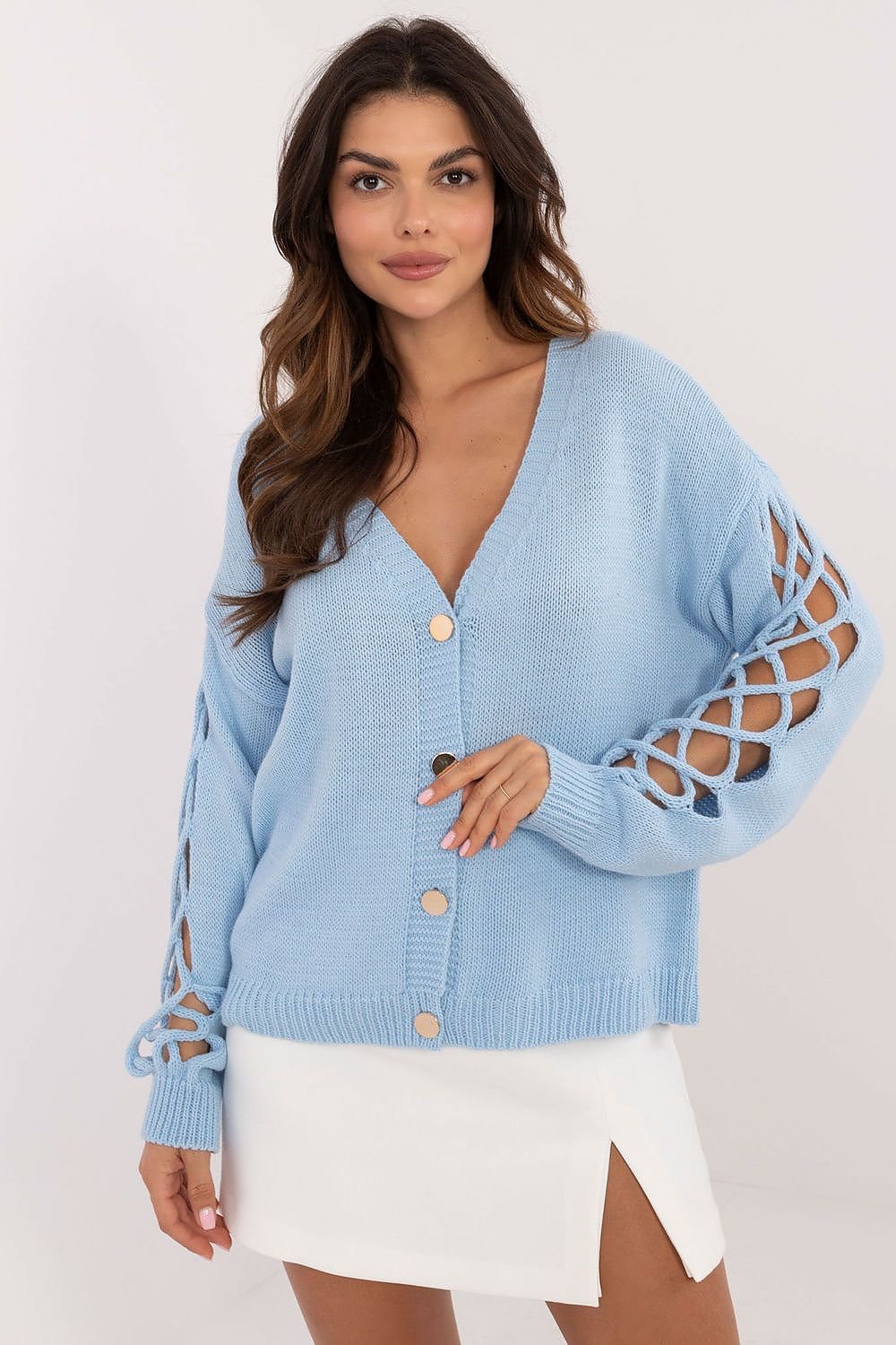 TEEK - Netted Arms Cardigan SWEATER TEEK MH blue One Size 