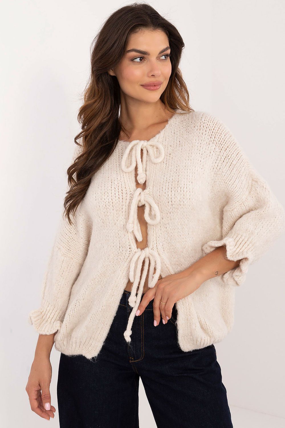 TEEK - 3 Tie Ruffle Wrist Cardigan SWEATER TEEK MH   