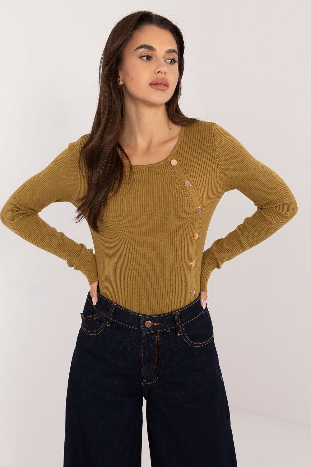 TEEK - Button Detail Side Long Sleeve Top TOPS TEEK MH green S/M 