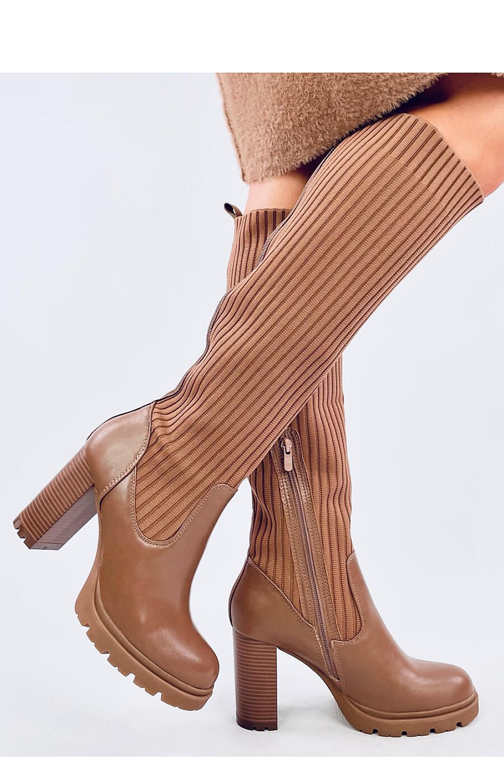 TEEK - Brown Sock Leg Heel Boots SHOES TEEK MH   