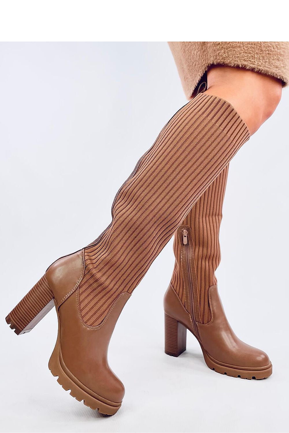 TEEK - Brown Sock Leg Heel Boots SHOES TEEK MH 5.5  