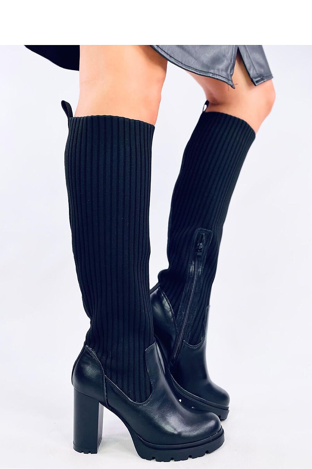 TEEK - Black Sock Leg Heel Boots SHOES TEEK MH   