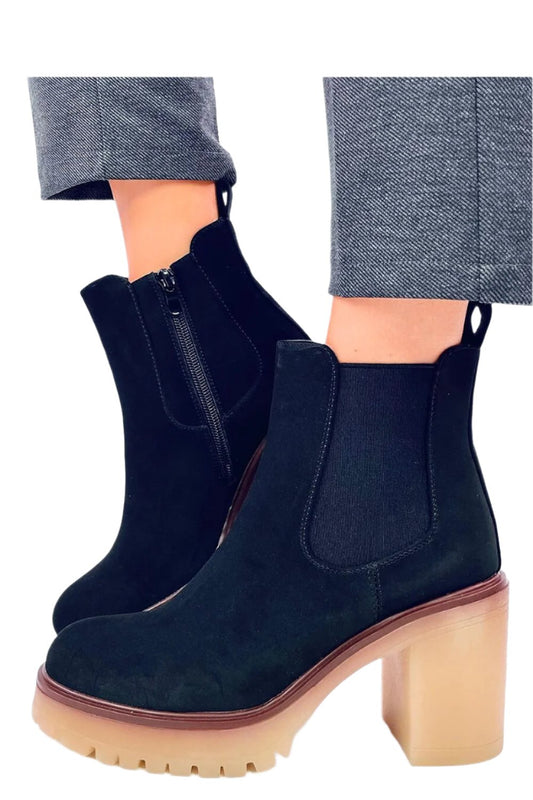 TEEK - Black Suede Flex Side Heeled Boots SHOES TEEK MH   