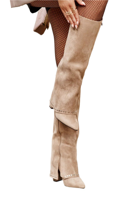 TEEK - Beige Pointed Sleeved Heeled Boots SHOES TEEK MH   