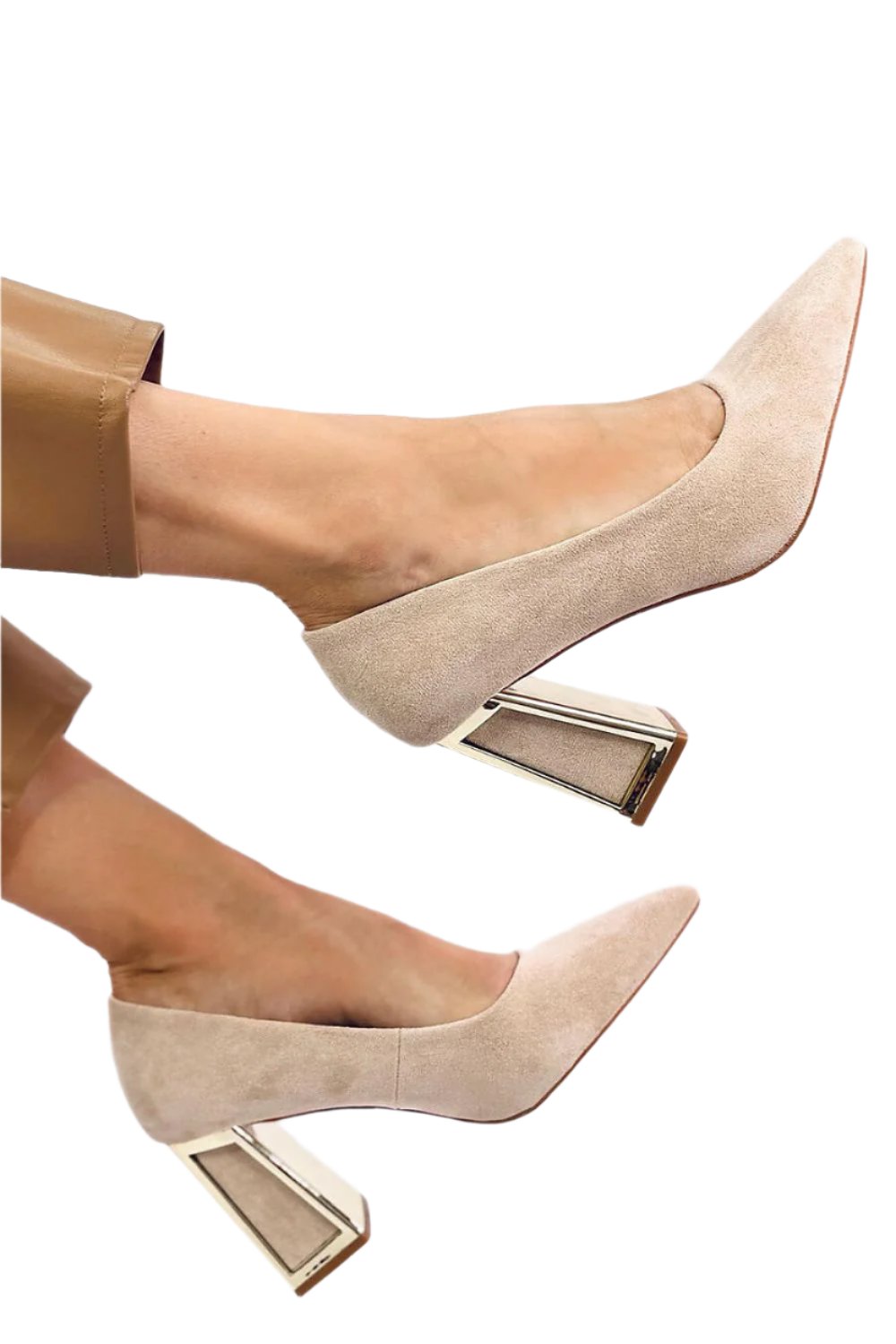 TEEK - Beige Vegan Leather Block Heel Pumps SHOES TEEK MH   