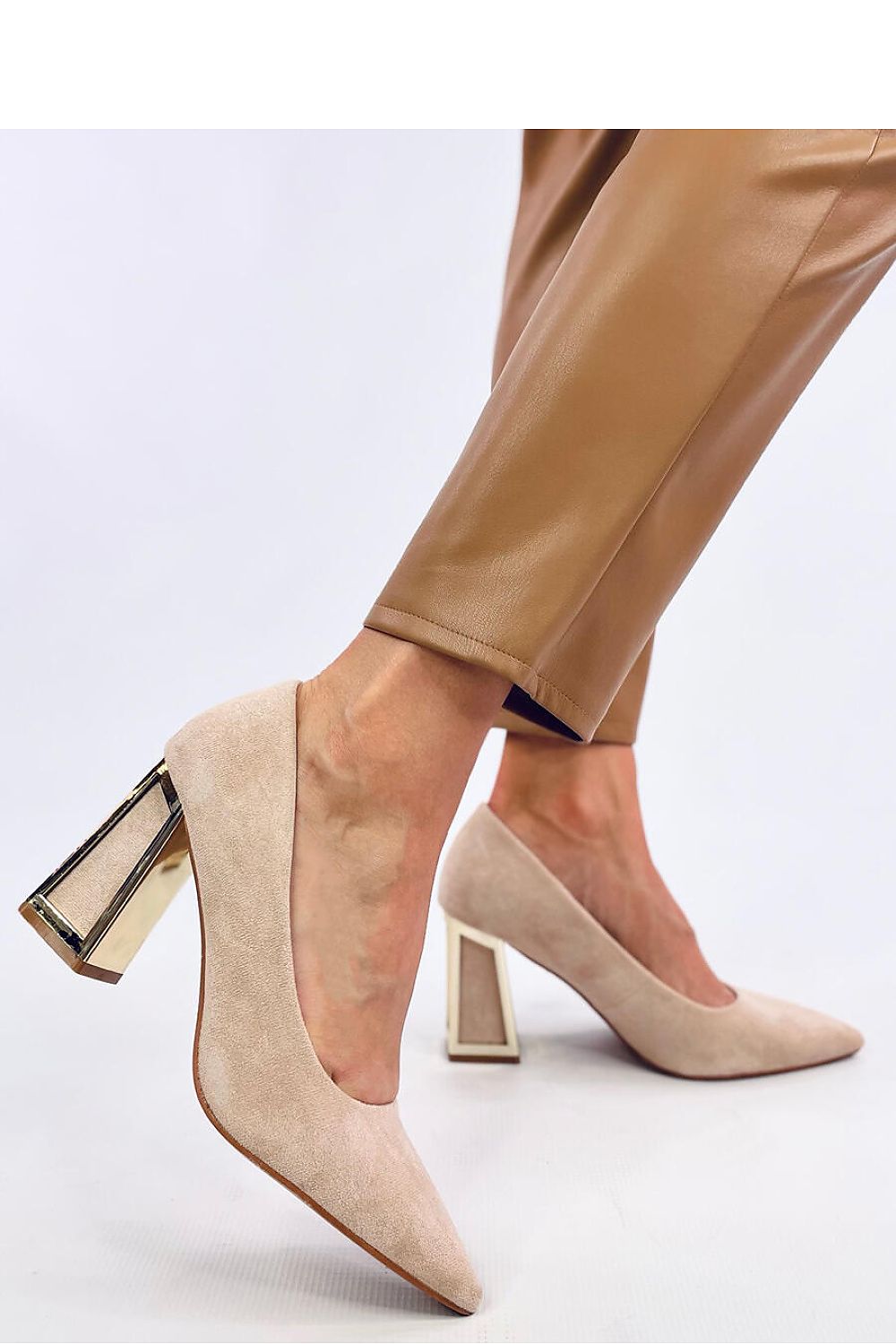 TEEK - Beige Vegan Leather Block Heel Pumps SHOES TEEK MH   