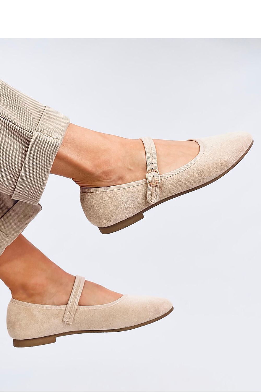 TEEK - Beige Strap Suede Ballet Flats SHOES TEEK MH   