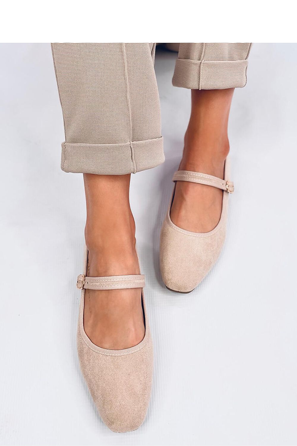 TEEK - Beige Strap Suede Ballet Flats SHOES TEEK MH 6  