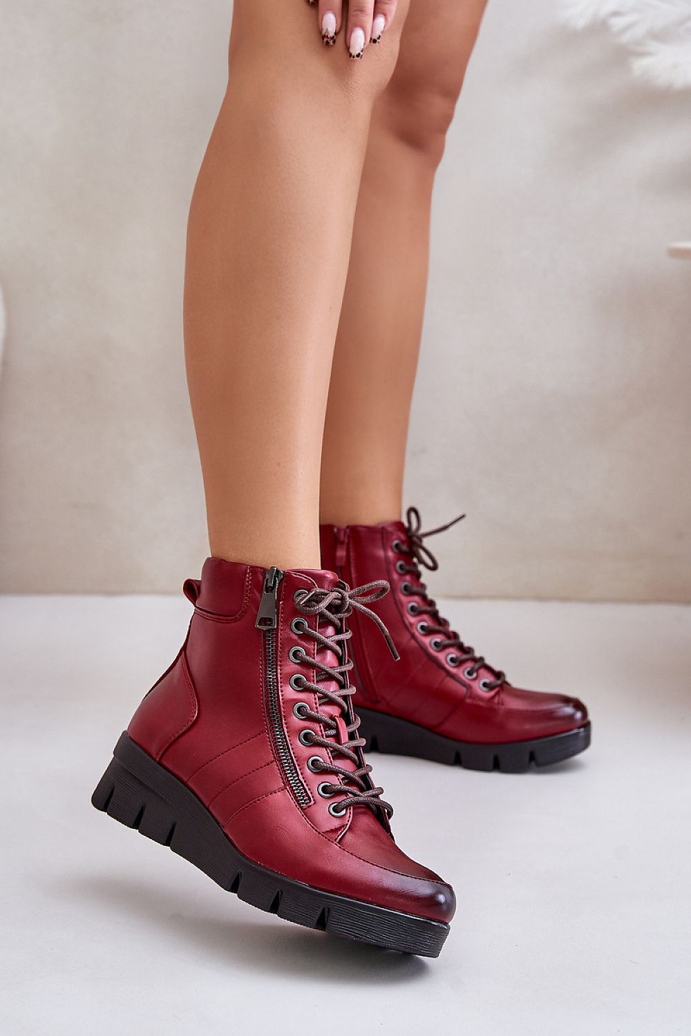 TEEK - High Top Parallel Laced Zip Boots SHOES TEEK MH red 36 