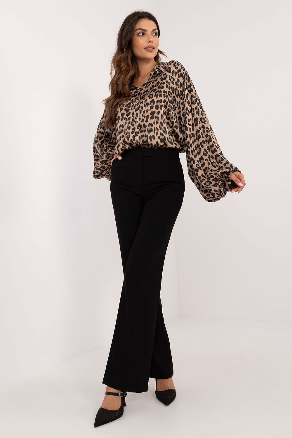 TEEK - Beige Animal Print Puff Long Sleeve Shirt TOPS TEEK MH   