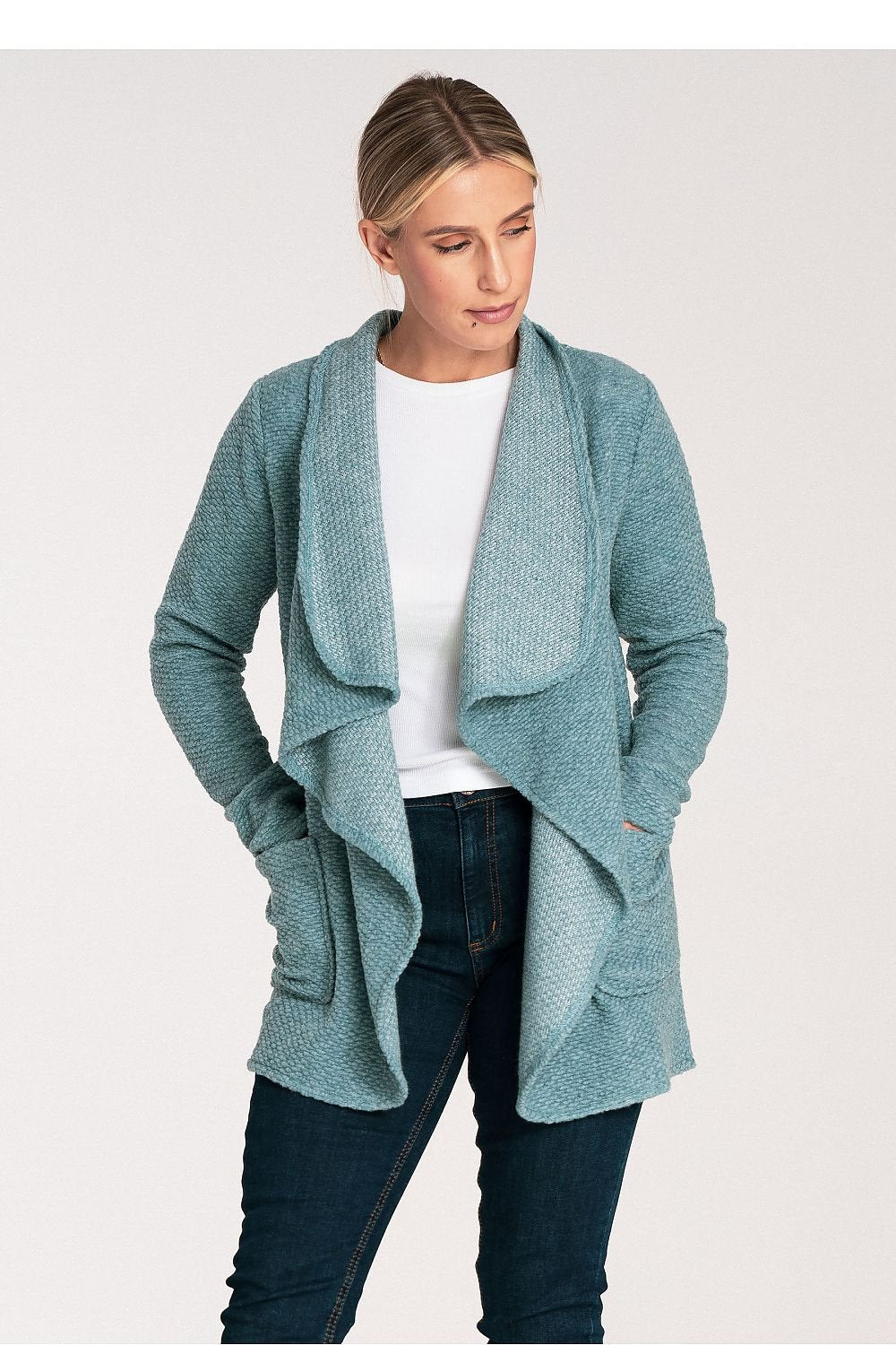 TEEK - Open Front Ruffle Wool Cardigan SWEATER TEEK MH green S