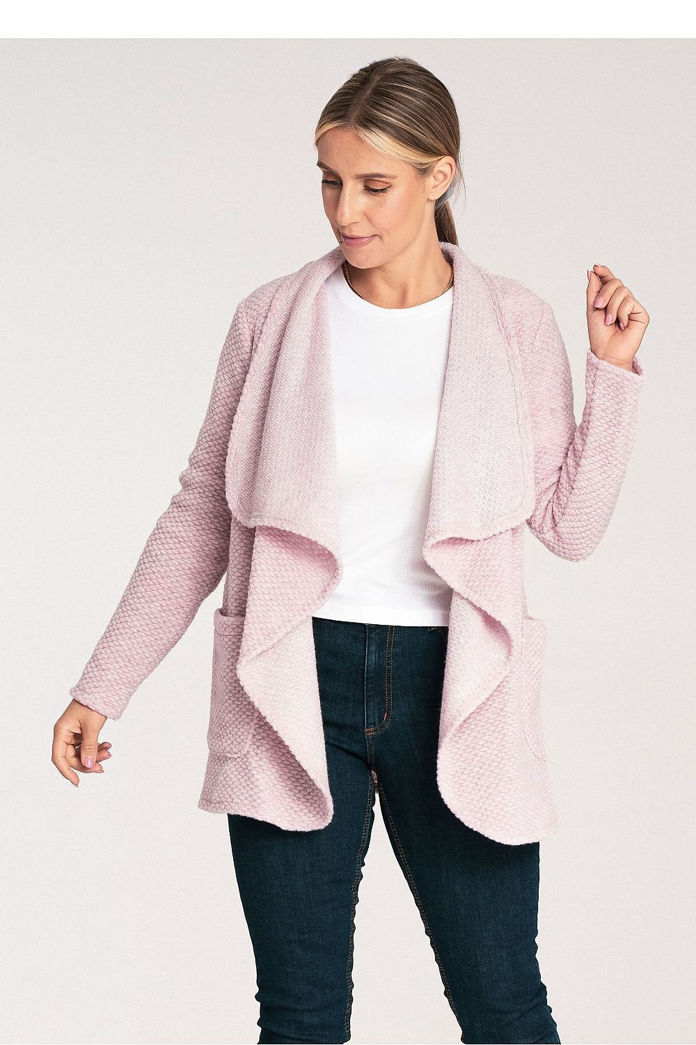 TEEK - Open Front Ruffle Wool Cardigan SWEATER TEEK MH pink S