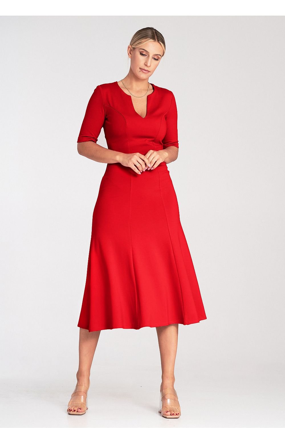 TEEK - Three Quarter Sleeve Dress DRESS TEEK MH red S 