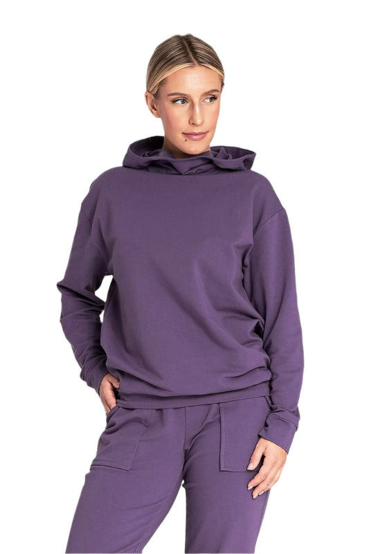 TEEK - No String Mock Neck Hooded Sweatshirt TOPS Figl violet S 