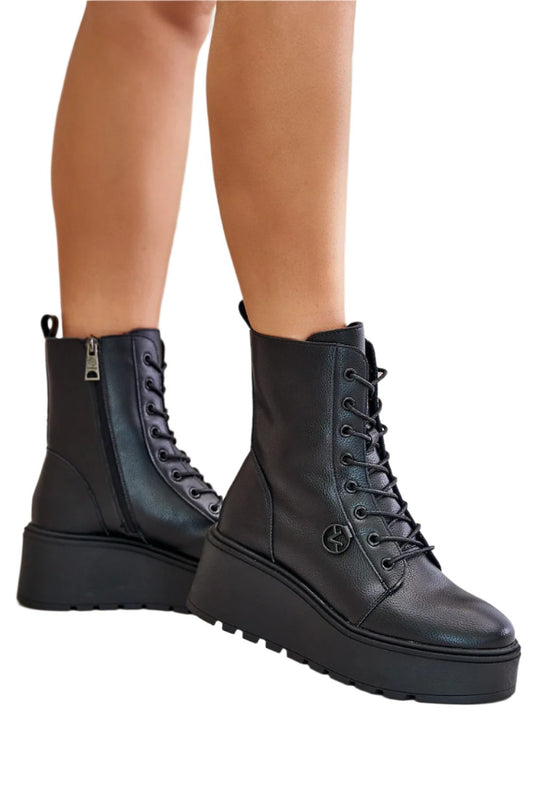 TEEK - Black V Lifted Combat Boots SHOES TEEK MH   