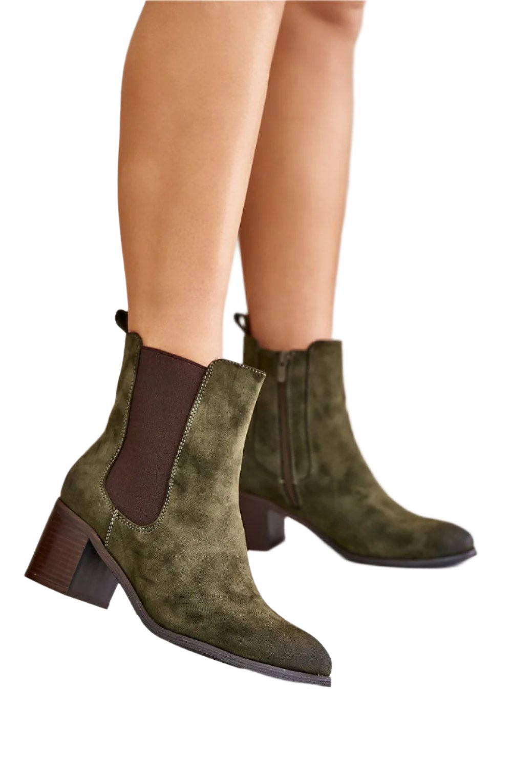 TEEK - Green Suede Heel Flex Ankle Boots SHOES TEEK MH   