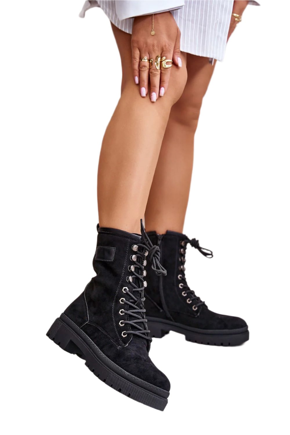 TEEK - Suede Zip Laced Combat Boots SHOES TEEK MH black 6 