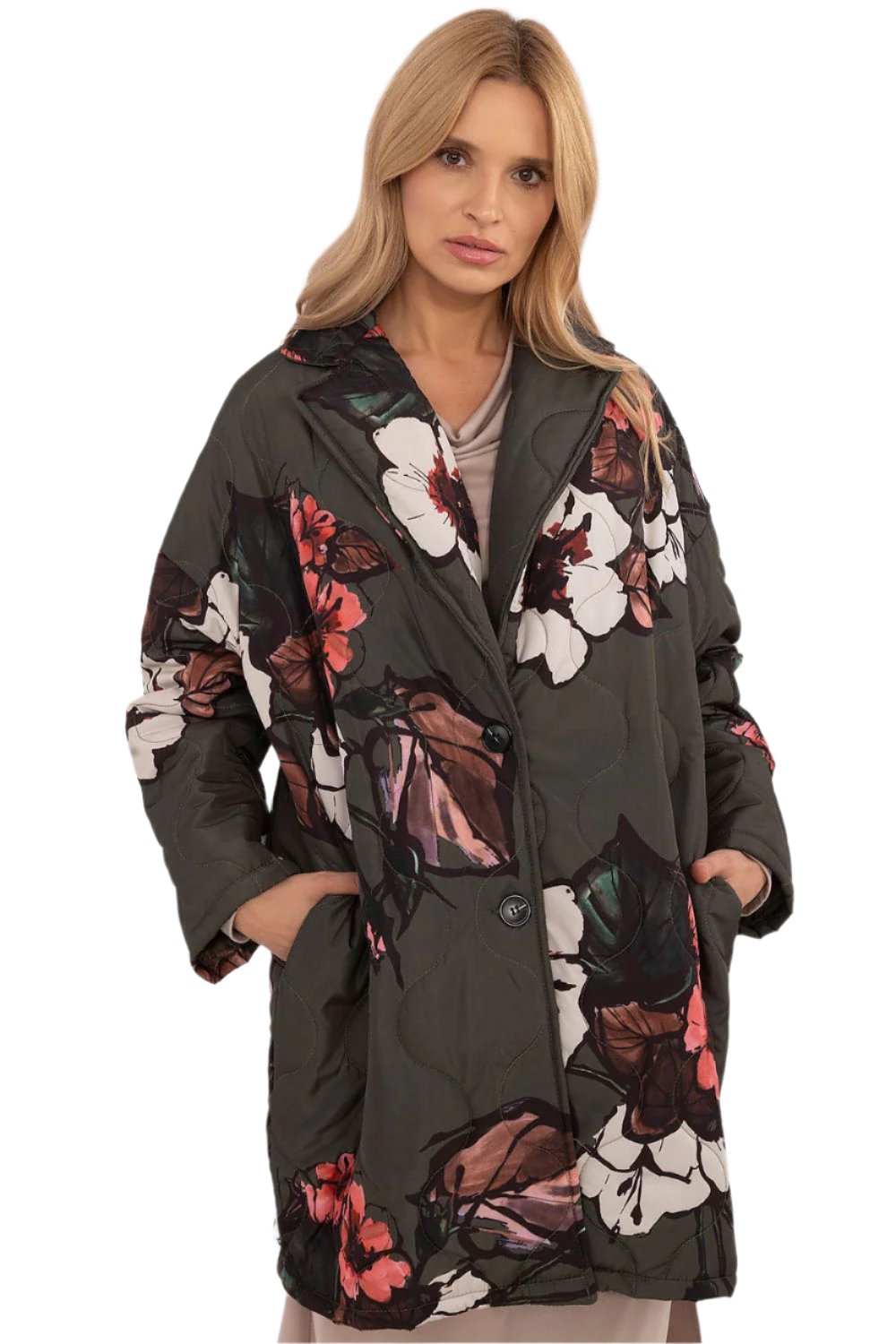 TEEK - Floral Buttoned Quilt Coat COAT TEEK MH green One Size 