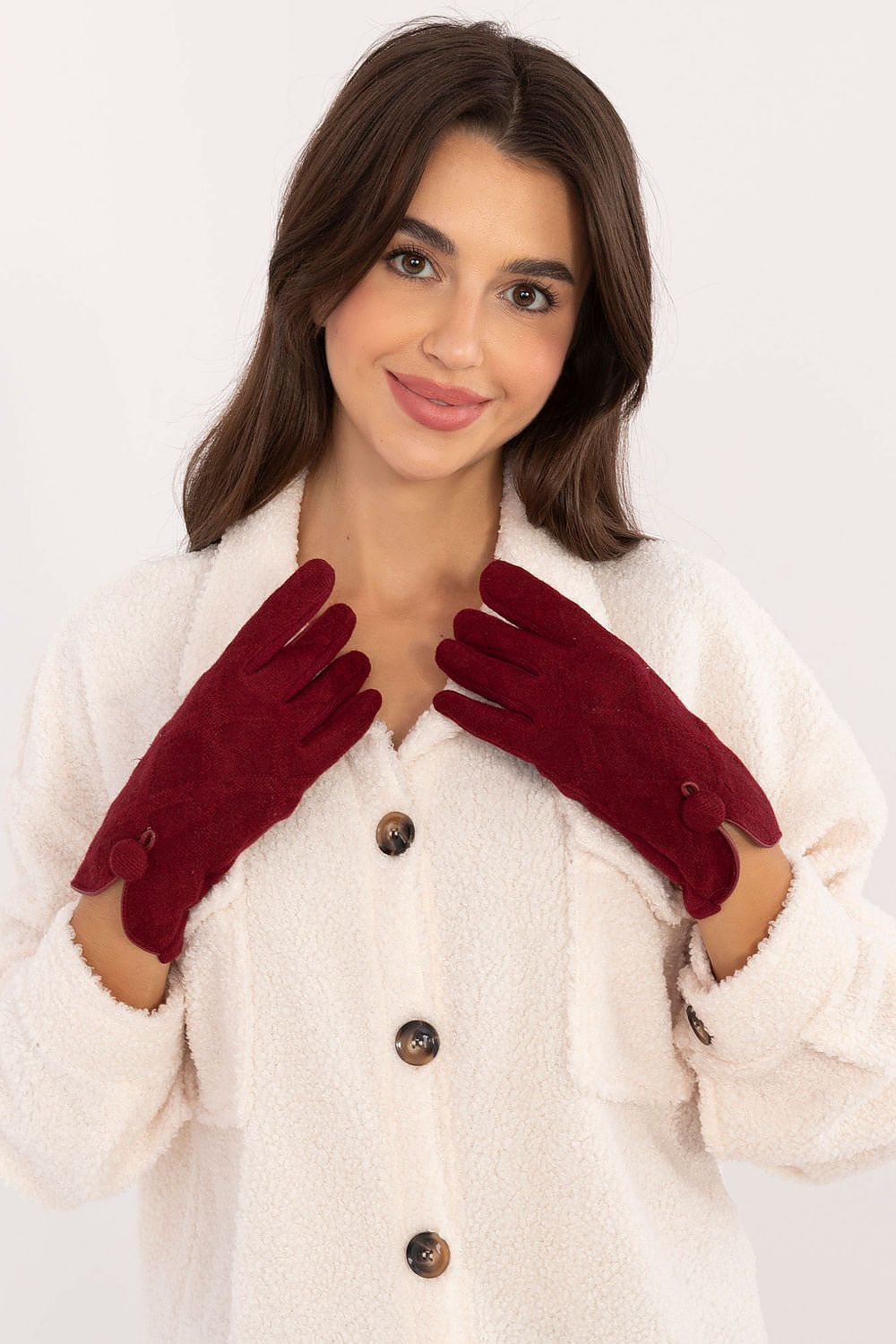 TEEK - Flowers Finger Notched Button Gloves GLOVES TEEK MH red S/M 