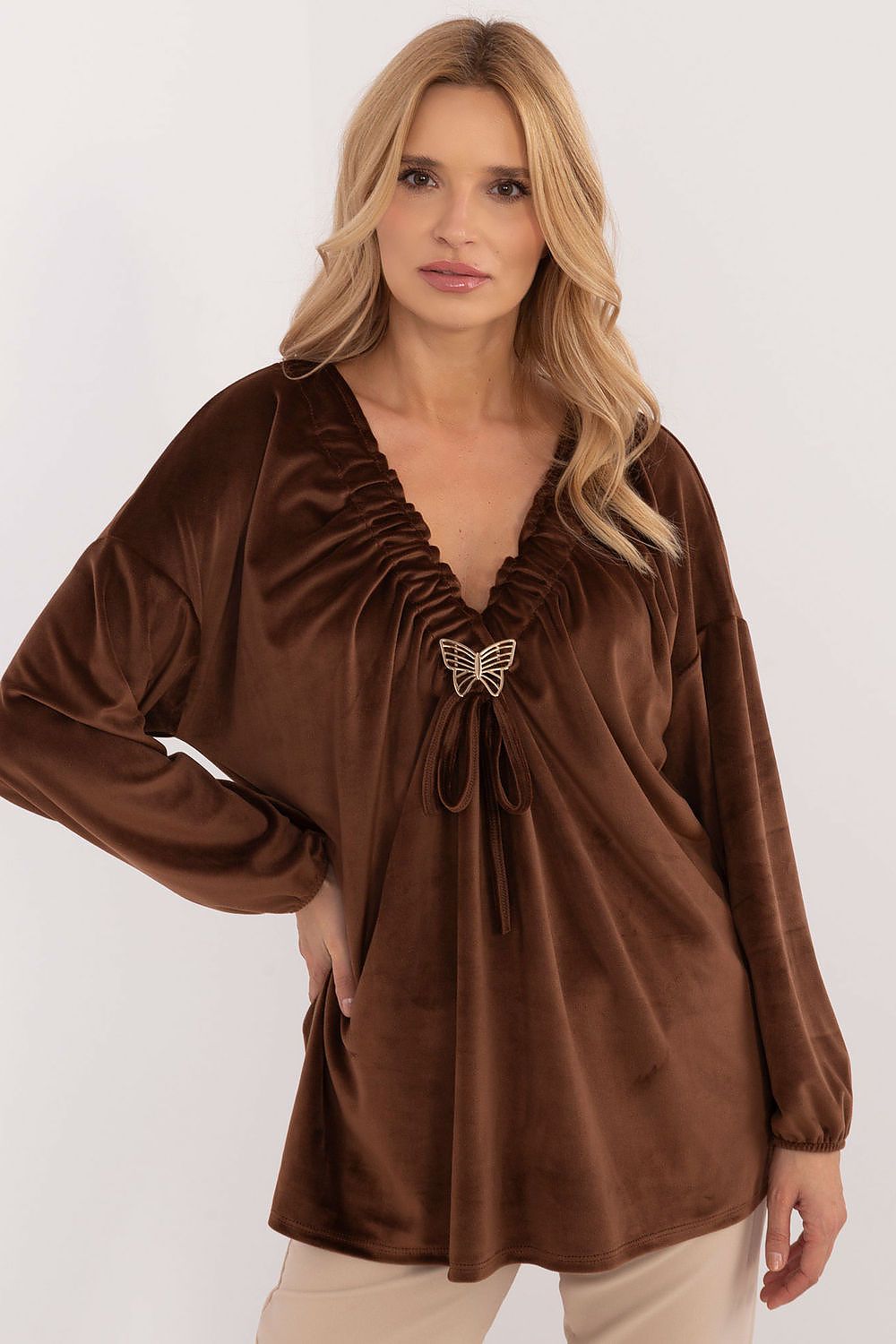 TEEK - Detachable Butterfly Long Sleeve Blouse TOPS TEEK MH brown 2 One Size 