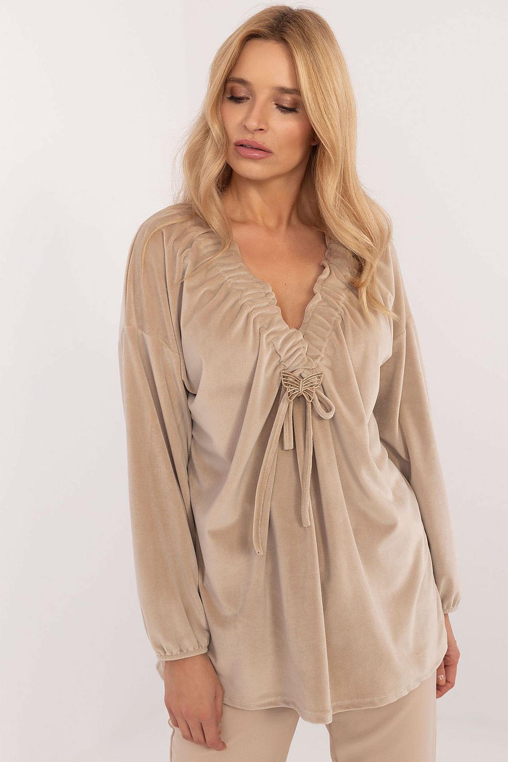 TEEK - Detachable Butterfly Long Sleeve Blouse TOPS TEEK MH beige One Size 