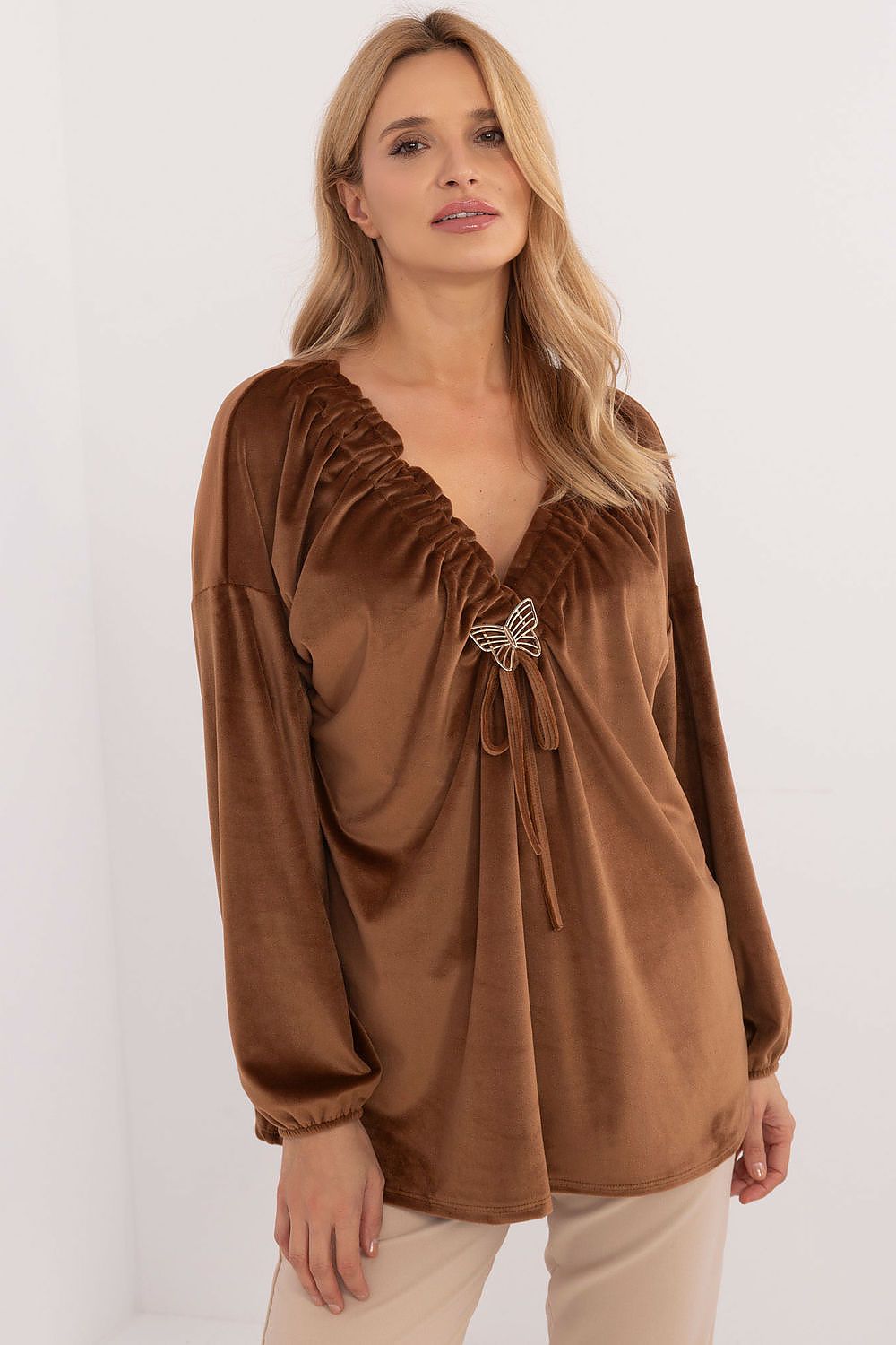 TEEK - Detachable Butterfly Long Sleeve Blouse TOPS TEEK MH brown 3 One Size 