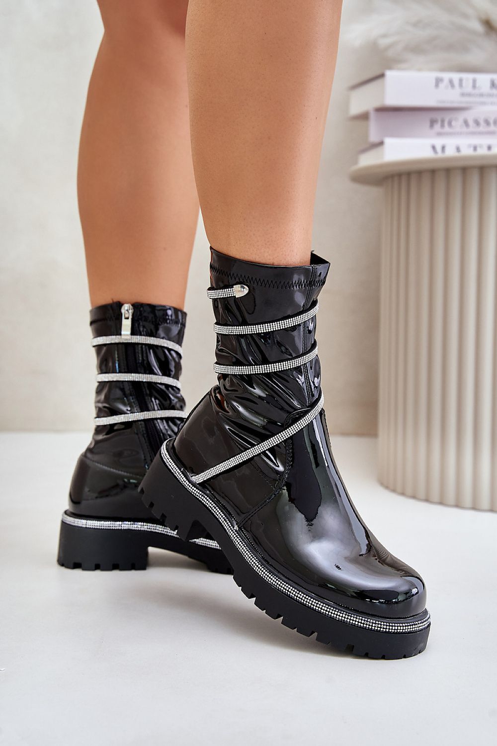 TEEK - Black Ankle Wrapped Snake Boots SHOES TEEK MH 6  