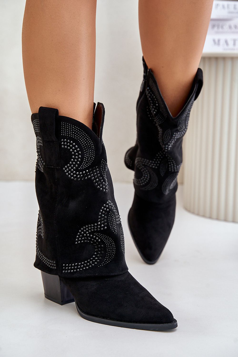 TEEK - Low Cuff Heel Western Suede Boots SHOES TEEK MH   