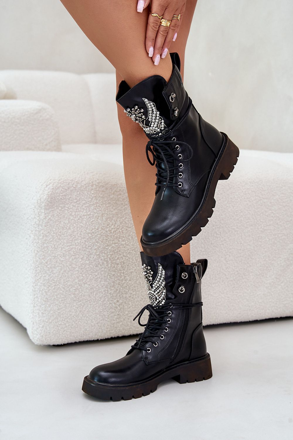 TEEK - Bejeweled Tougue Laced Boots SHOES TEEK MH   