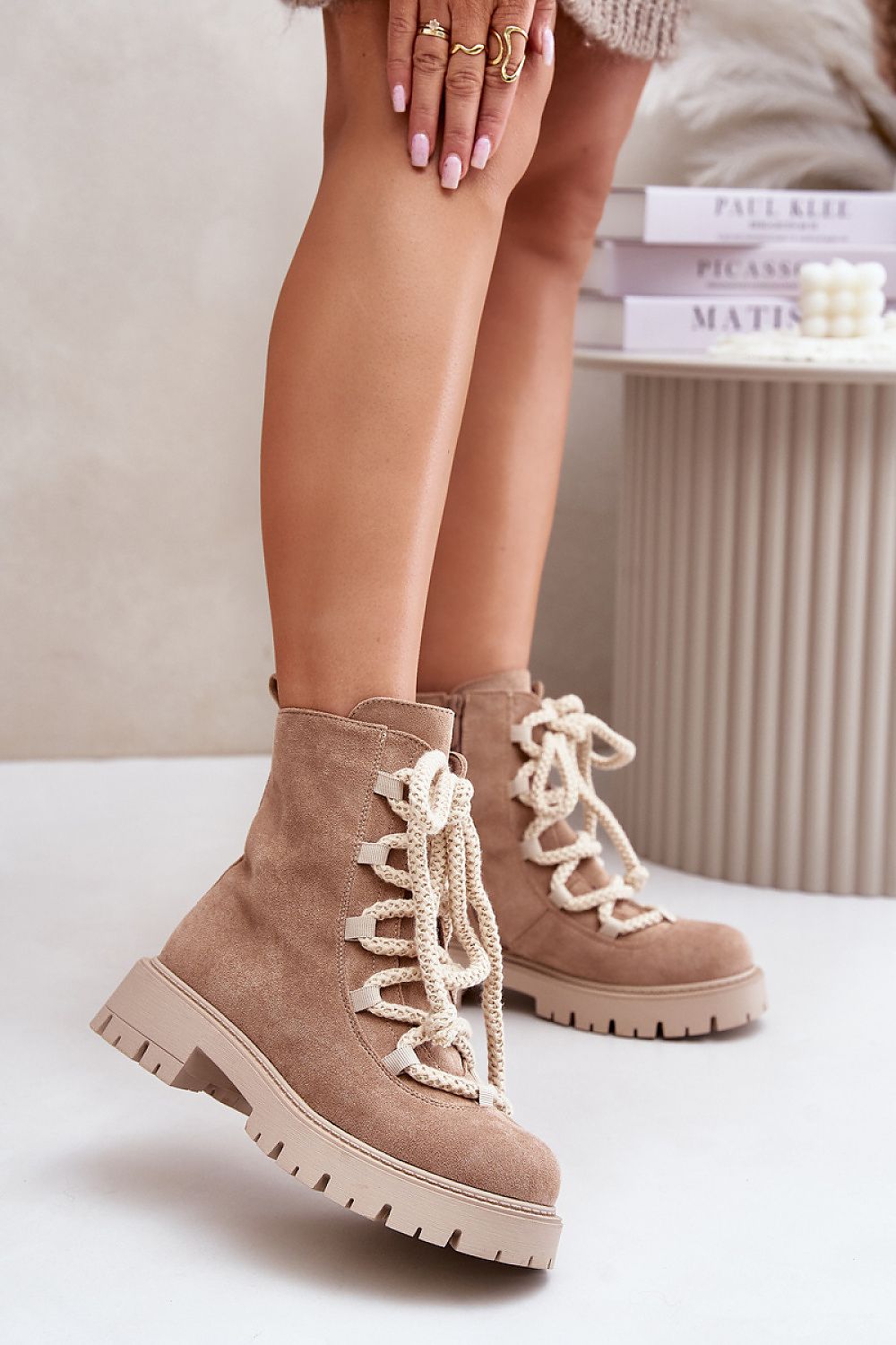 TEEK - Rope Laced Suede Boots SHOES TEEK MH beige 2 36 