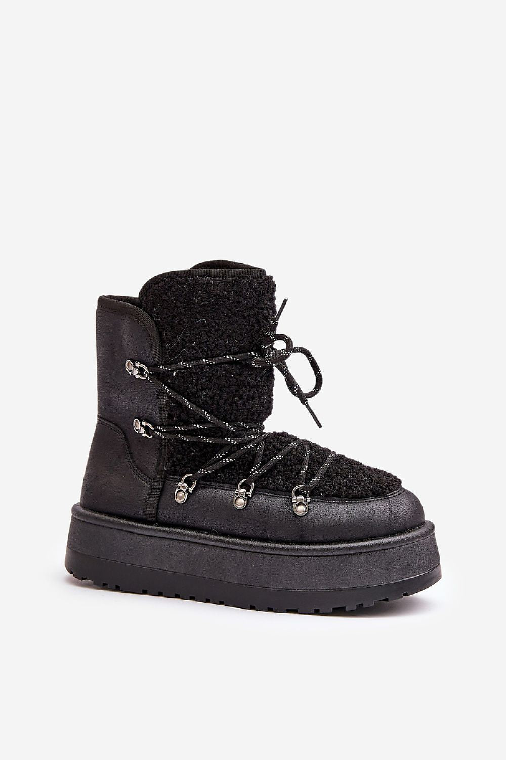 TEEK - Black Canoe Laced Furry Snow Boots SHOES TEEK MH   