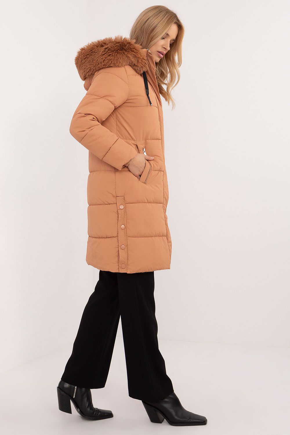 TEEK - Internal Plaid Quilted Fluff Hood Coat COAT TEEK MH   