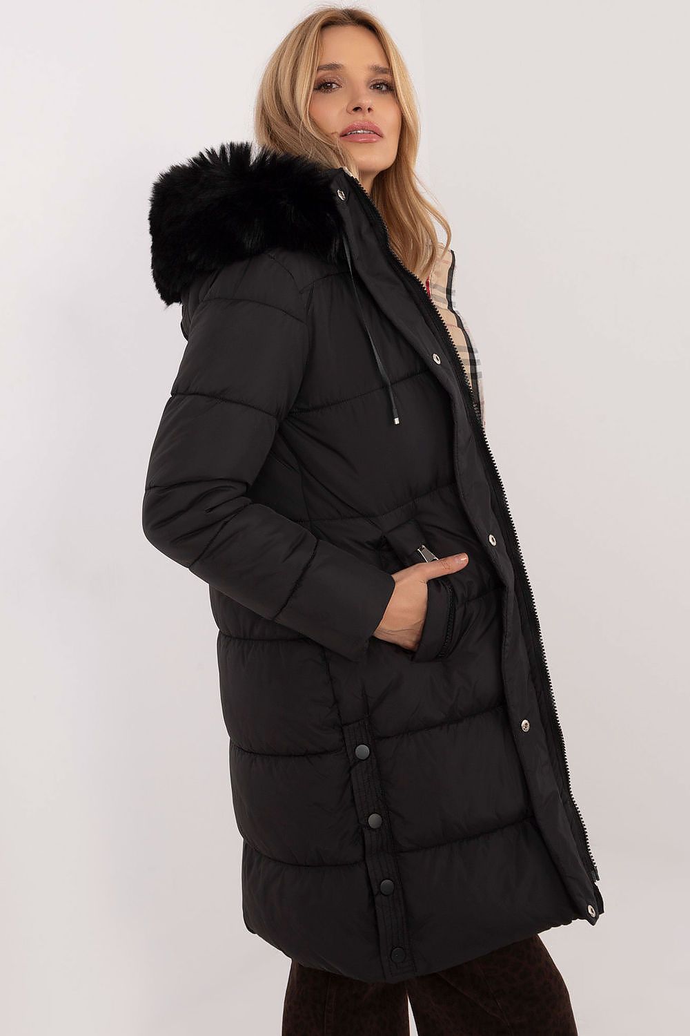 TEEK - Internal Plaid Quilted Fluff Hood Coat COAT TEEK MH   