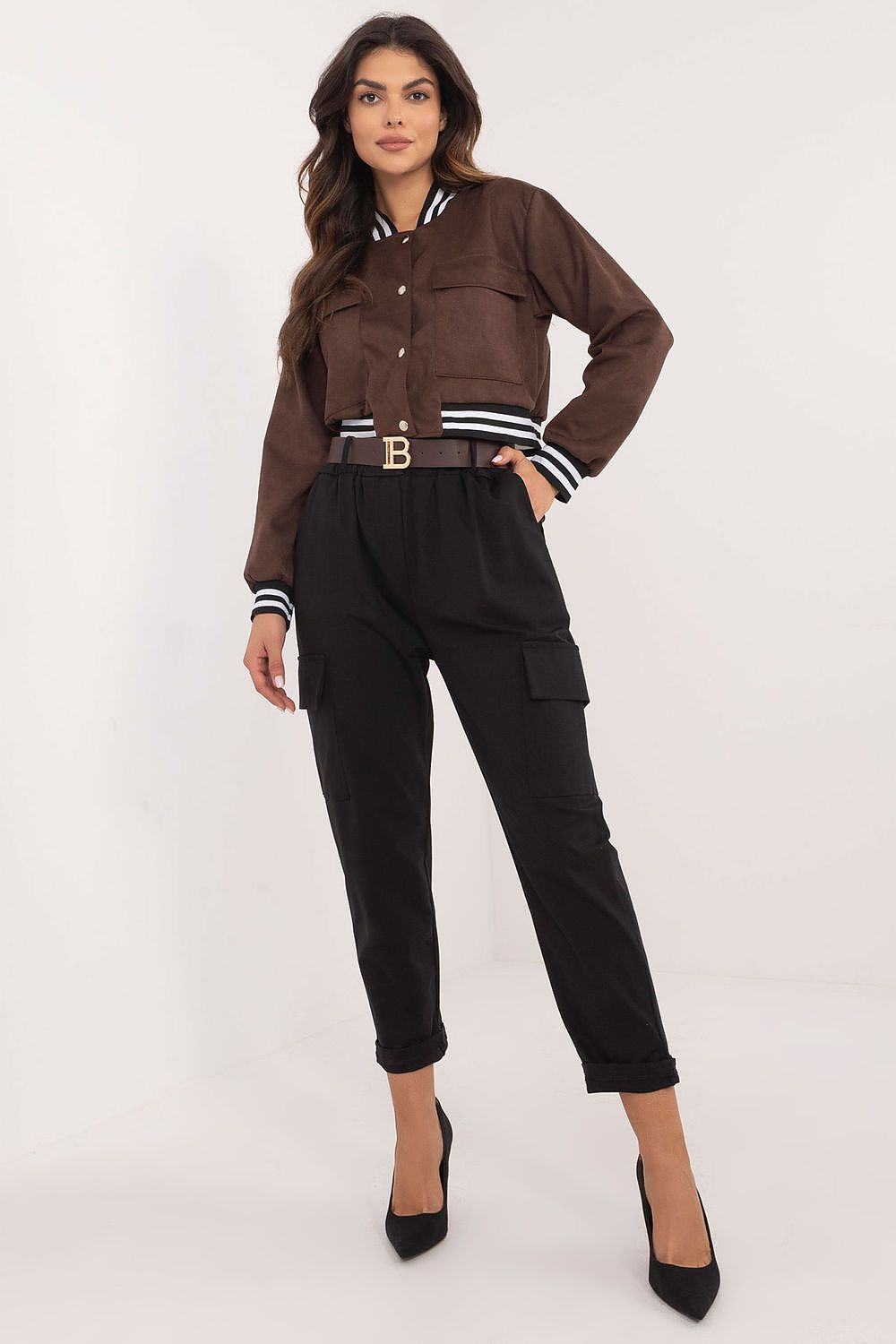 TEEK - Multiple Pocket Women Belted Trousers PANTS TEEK MH black One Size 