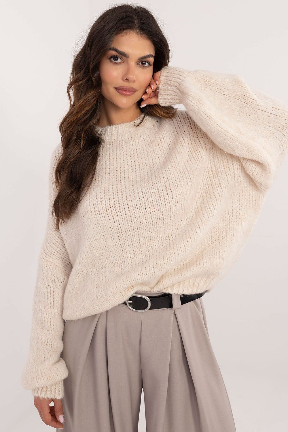 TEEK - Bell Wrists Knitted Sweater SWEATER TEEK MH beige One Size 