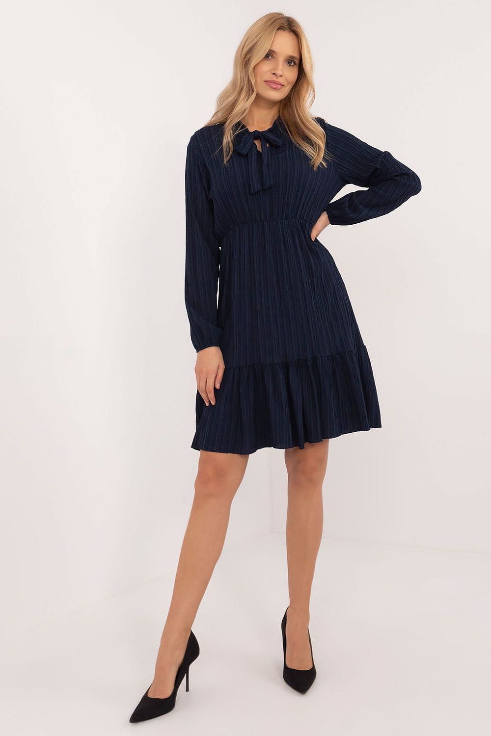 TEEK - Neck Tied Knee-Length Day Dress DRESS TEEK MH navy blue one-size-fits-all 