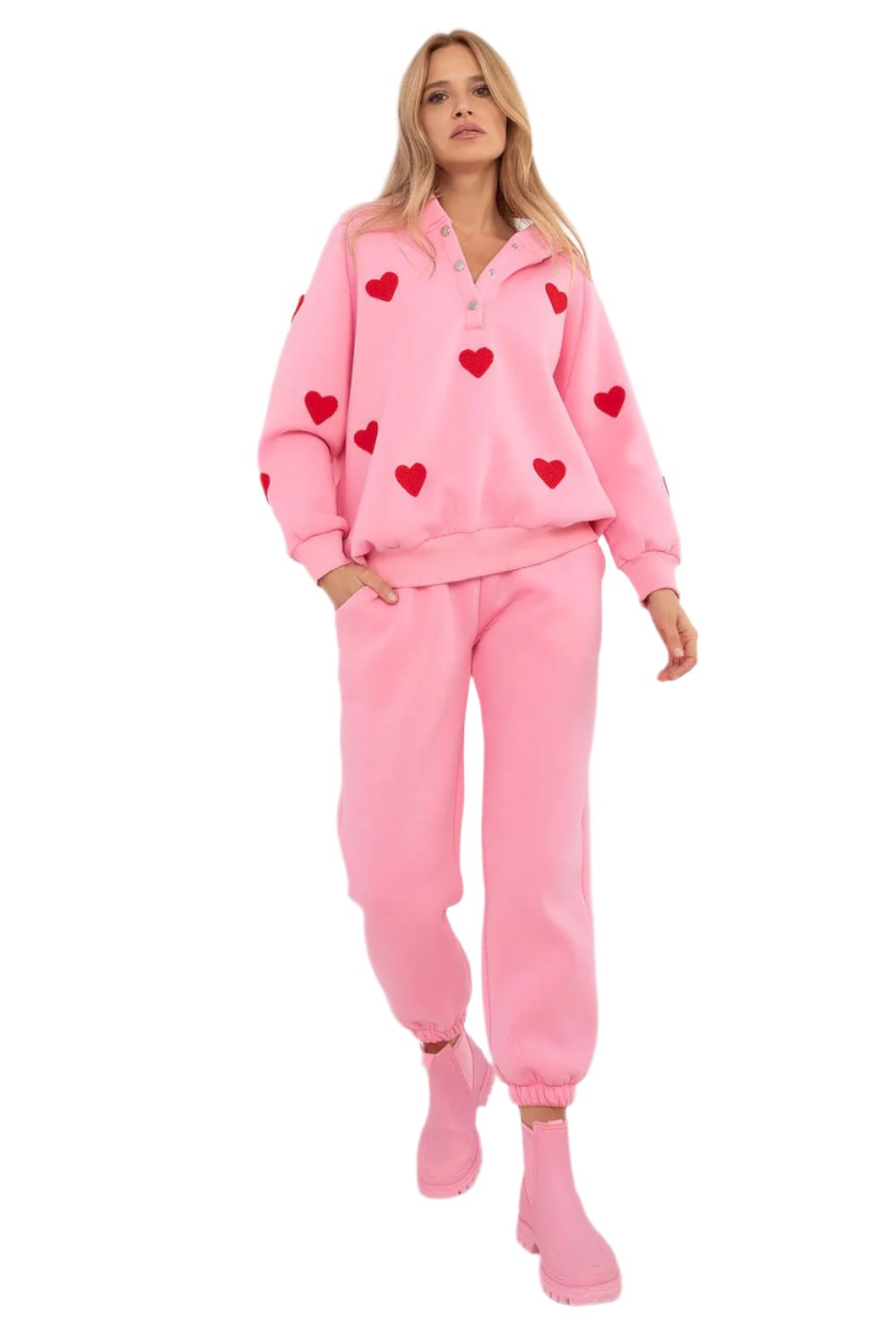 TEEK - Pink Hooded Hearts 2pc Sweat Set SET TEEK MH   