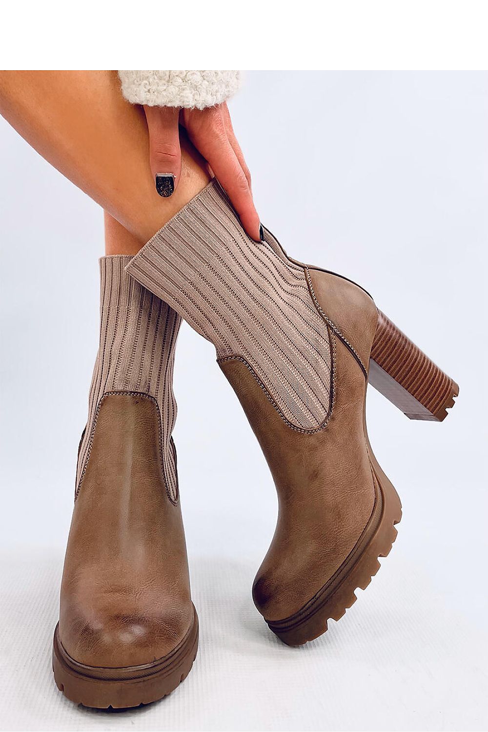 TEEK - Brown Socked Top Heel Boots SHOES TEEK MH   