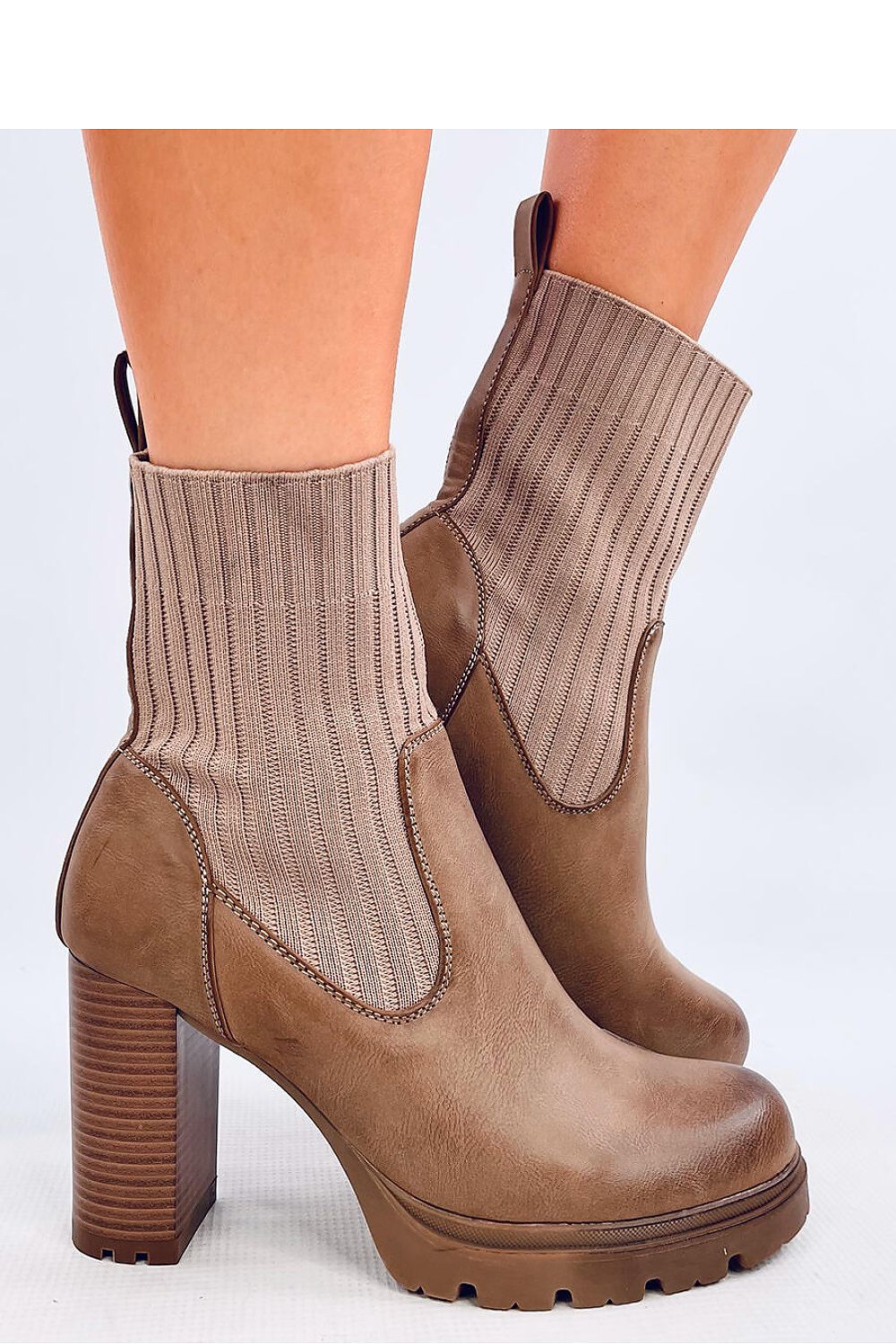 TEEK - Brown Socked Top Heel Boots SHOES TEEK MH   