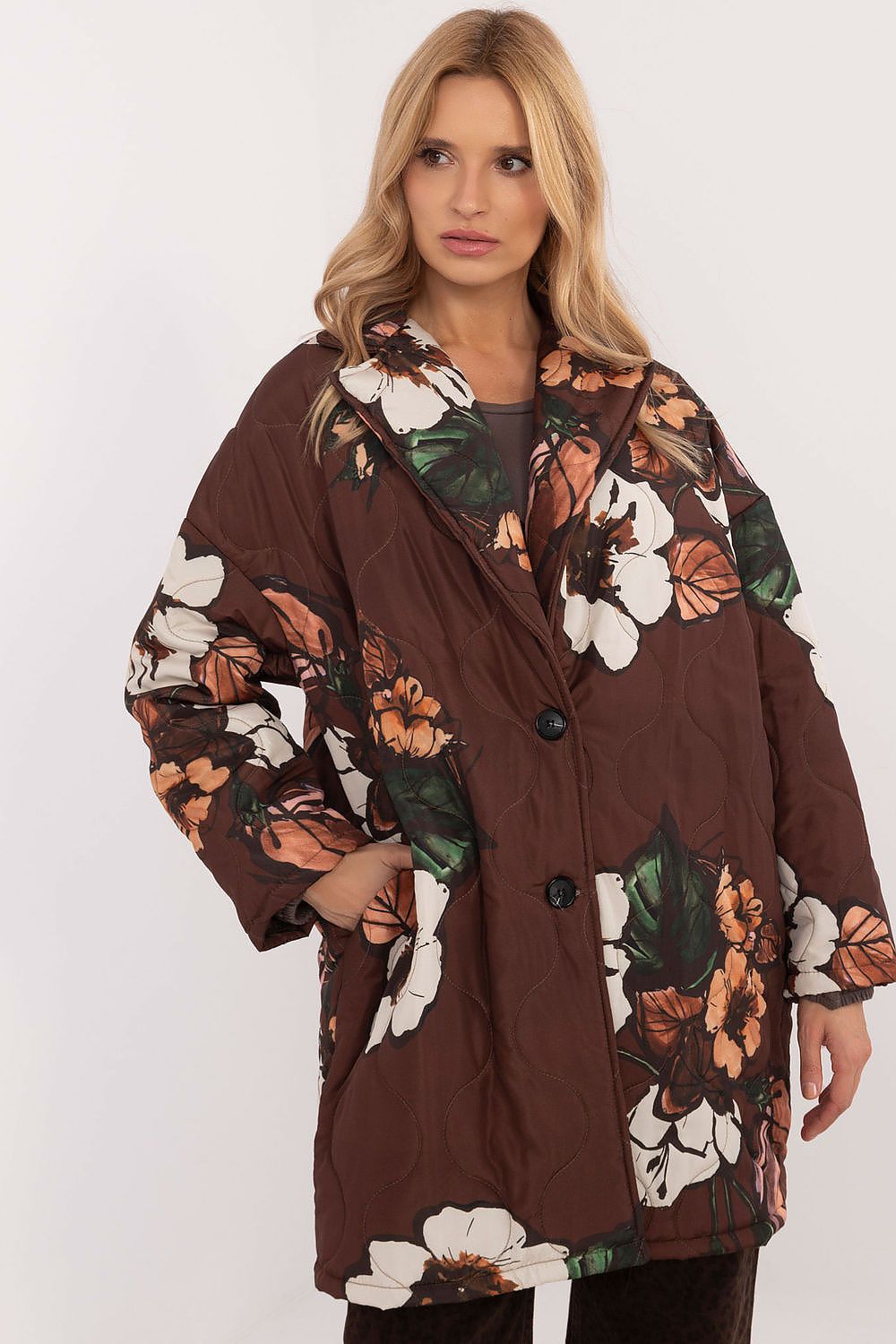 TEEK - Floral Buttoned Quilt Coat COAT TEEK MH brown One Size 