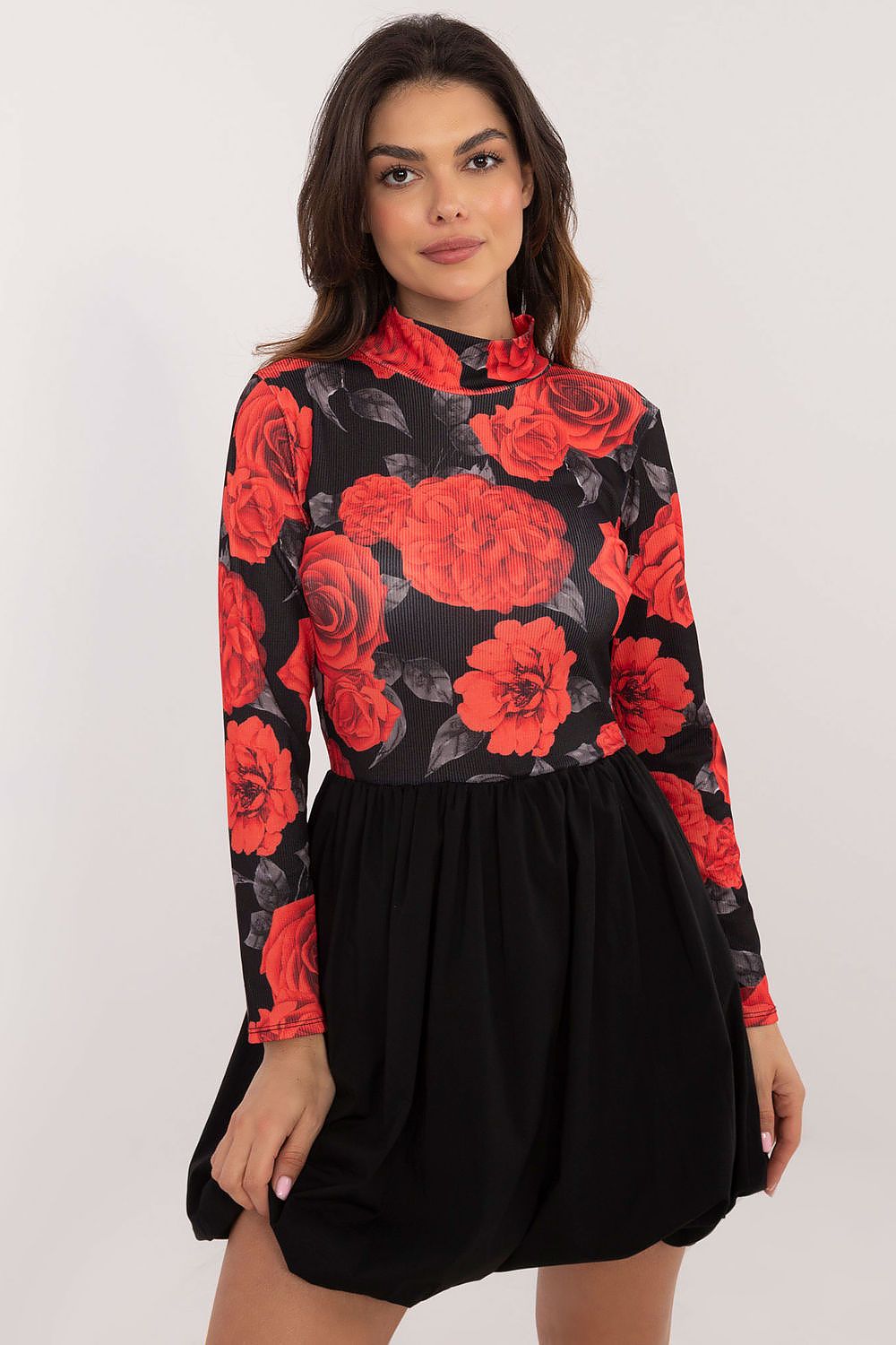 TEEK - Floral Half Turtleneck Top Dress DRESS TEEK MH black One Size 