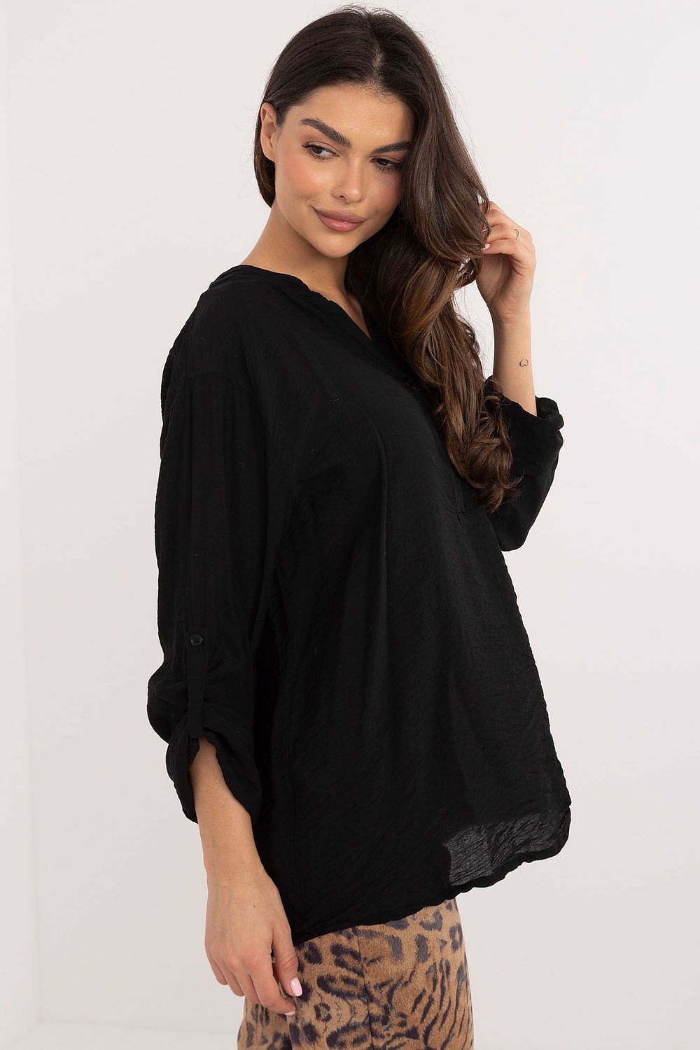 TEEK - Thin V-Neck Pinned Sleeve Blouse TOPS TEEK MH   