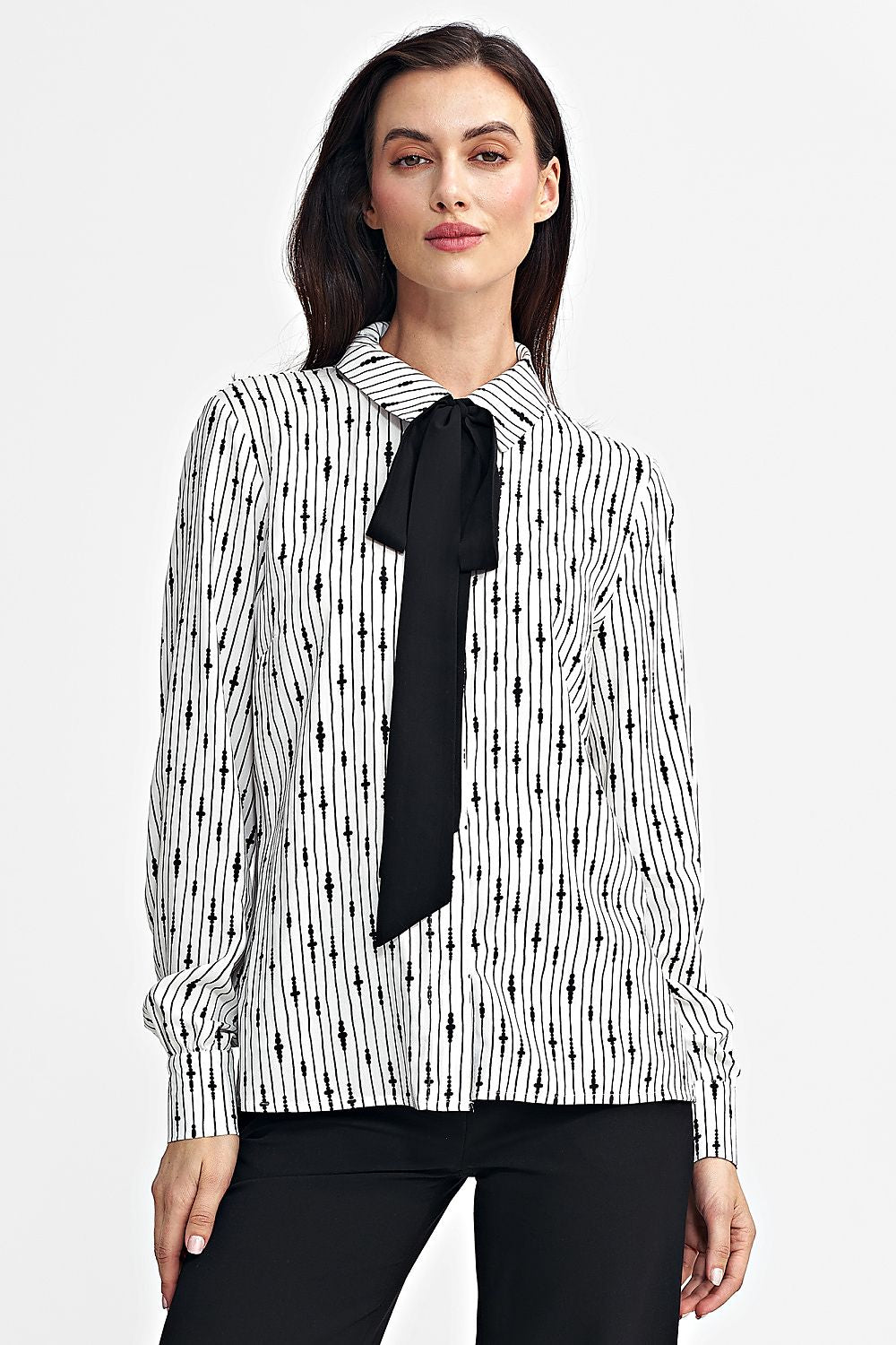 TEEK - Neck Tied Long-Sleeved Printed Shirt TOPS TEEK MH   