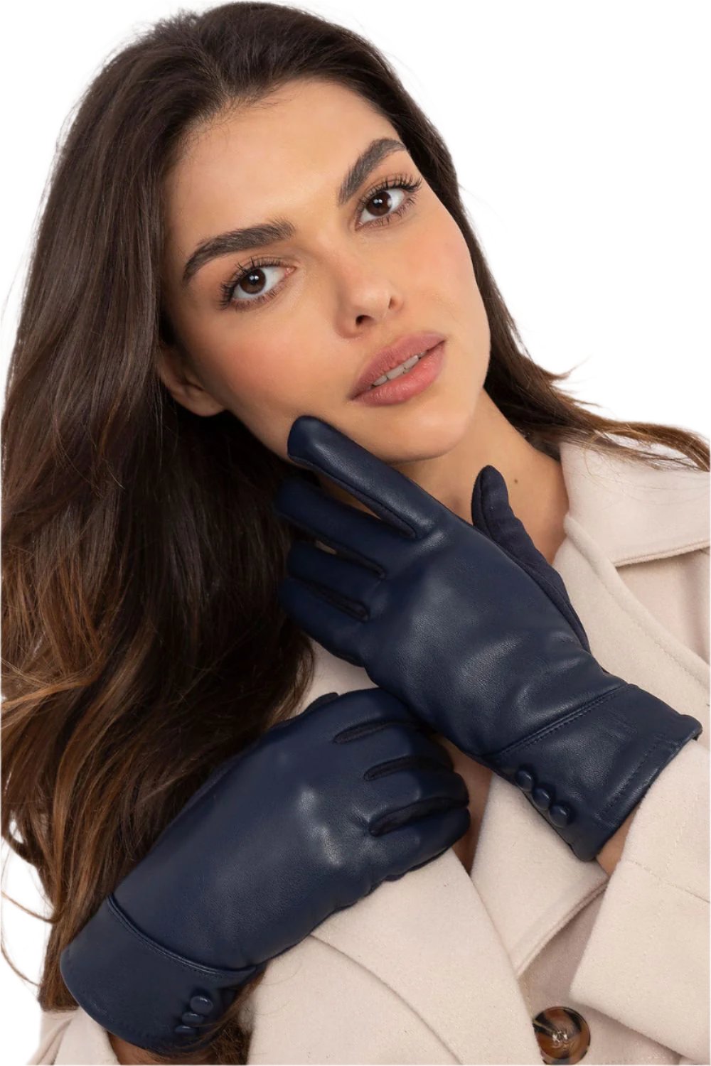 TEEK - Flowers Finger Tri Button Detail Gloves GLOVES TEEK MH navy blue S/M 