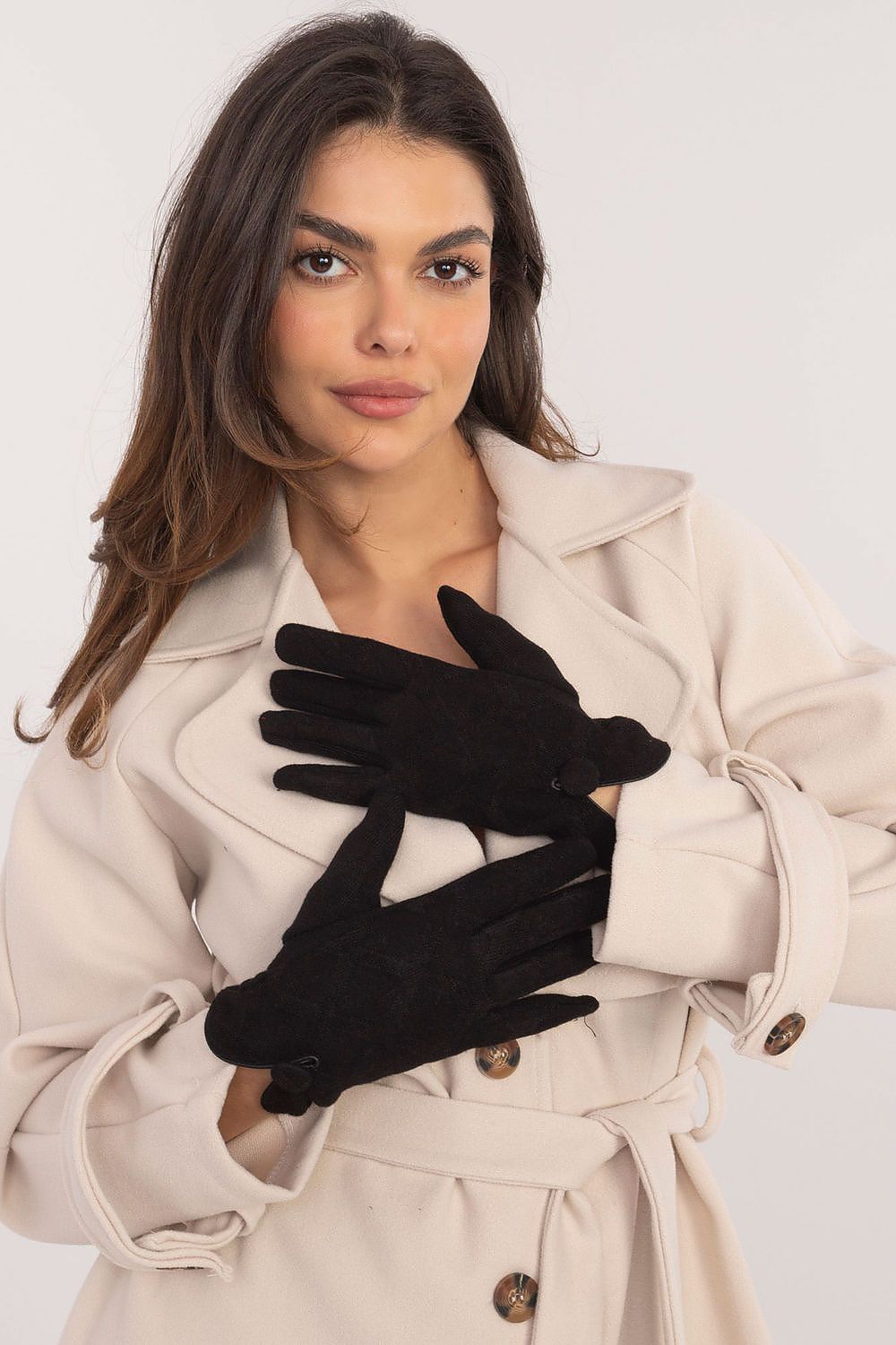 TEEK - Flowers Finger Notched Button Gloves GLOVES TEEK MH black S/M 