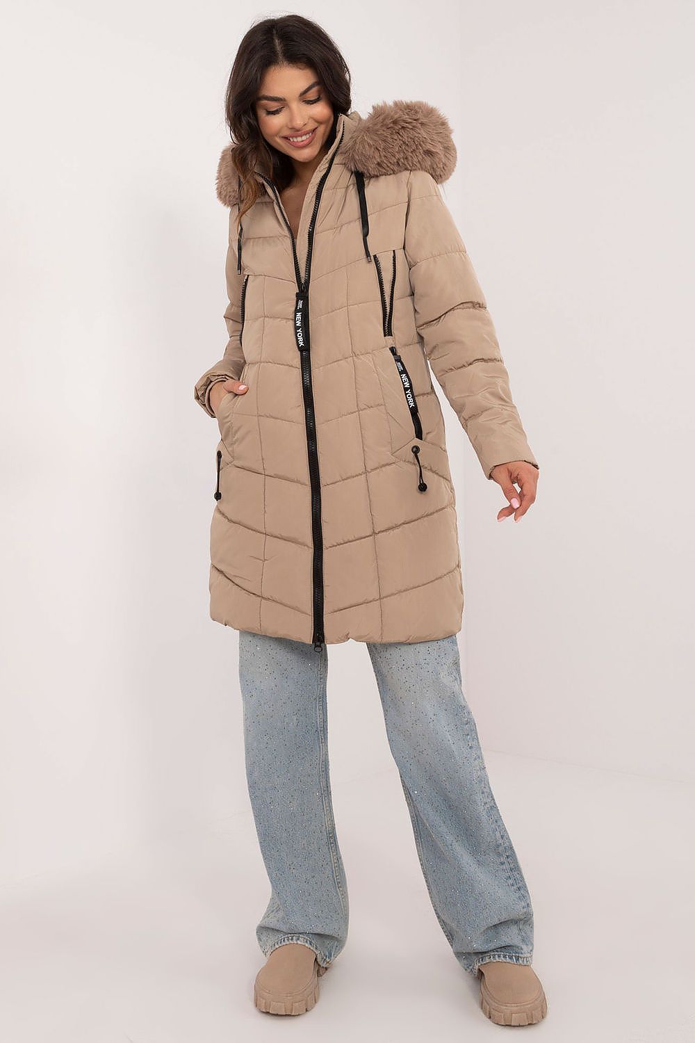 TEEK - NY Zippered Chest Expandable Side Plush Coat COAT TEEK MH beige S 